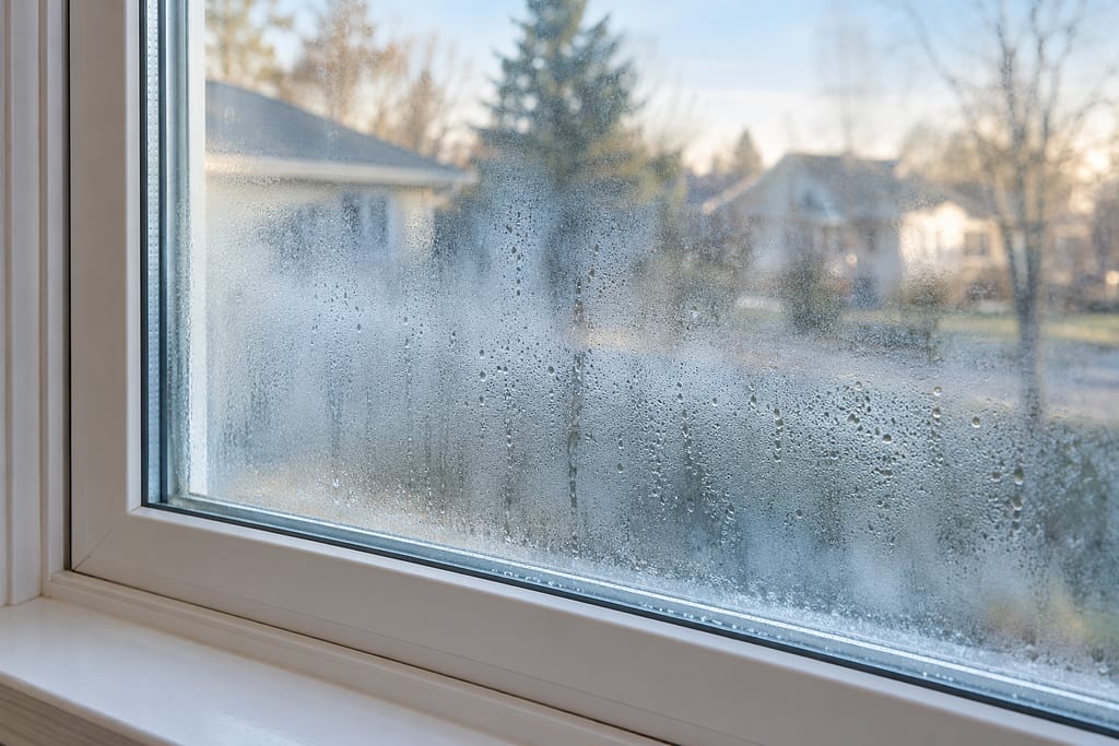 Condensation trapped inside a double pane window