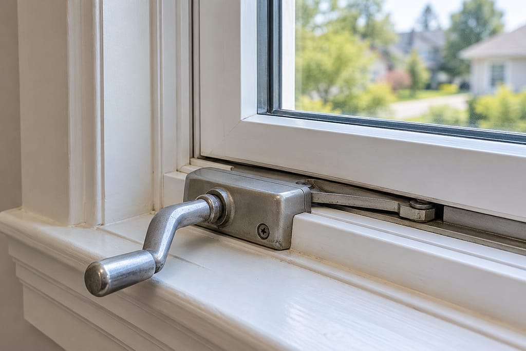 Worn Casement Crank, Closed Sash